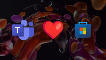 Loga Microsoft Teams a Microsoft Store s emotikonem srdce